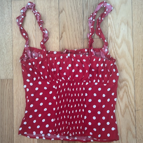 REFORMATION Red White Polk A
Dot Milk Maid Style Tank Top
Size: 4, “small” - Picture 2 of 3